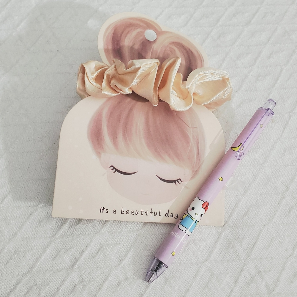 Cute Stationery Set with Scrunchie and Pen